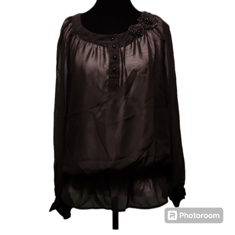 Capacity Unlimited - sheer black L/S blouse